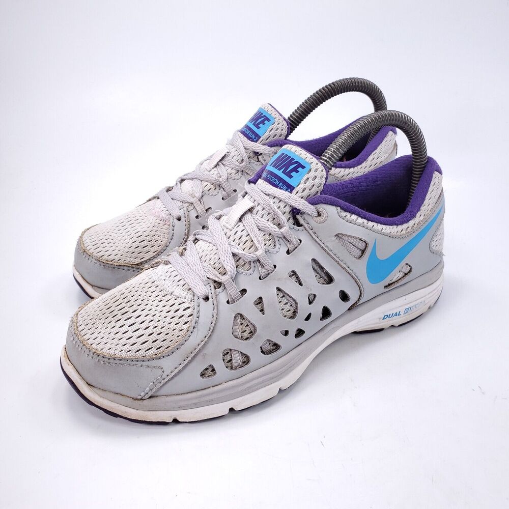 Nike Dual Fusion Run 2 Athletic Running Shoe Womens Size 6 599564-010 Gray Blue